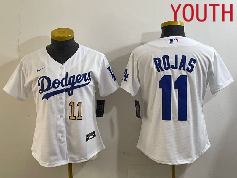 Youth Los Angeles Dodgers #11 Rojas White Game 2024 Nike MLB Jersey style 6->youth mlb jersey->Youth Jersey
